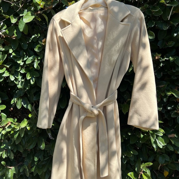VINTAGE 100% CASHMERE COAT CREAM/TAN - Picture 4 of 16